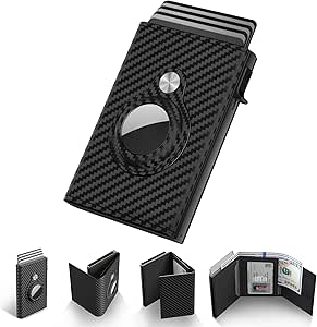 typecase carbon-fiber style slim AirTag wallet with compact card holder layout